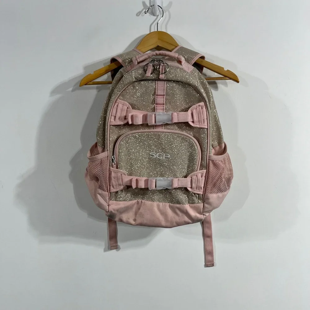 Pottery Barn Kids Mackenzie Pink Glitter Backpack Monogrammed  Preppy Large